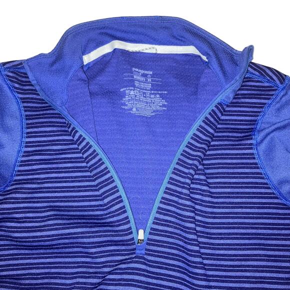 Patagonia Capilene 3 Zip Neck Top Blue Stripe Long Sleeve Women’s Size XS - Picture 5 of 12